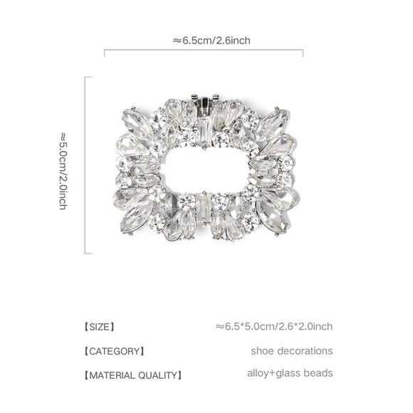 ✨💎 2pcs Rhinestone Square Buckle Shoe Jewelry Clips Decor Accessories NEW - Picture 8 of 14